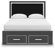 Zuraleus Queen Upholstered Panel Platform Storage Bed, Dresser and Mirror - PCB3380B5
