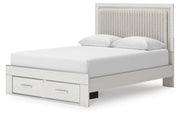 Zuraleus Queen Upholstered Panel Platform Storage Bed, Dresser and Mirror - PCB3381B5