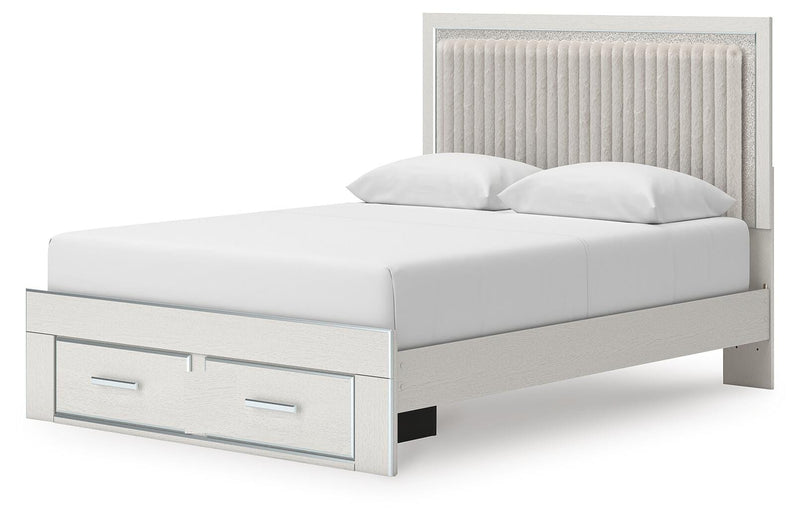 Zuraleus Queen Upholstered Panel Platform Storage Bed, Dresser and Mirror - PCB3381B5