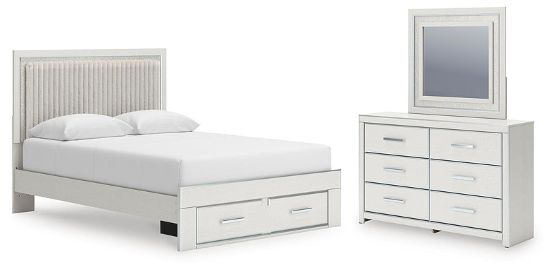 Zuraleus Queen Upholstered Panel Platform Storage Bed, Dresser and Mirror - PCB3381B5