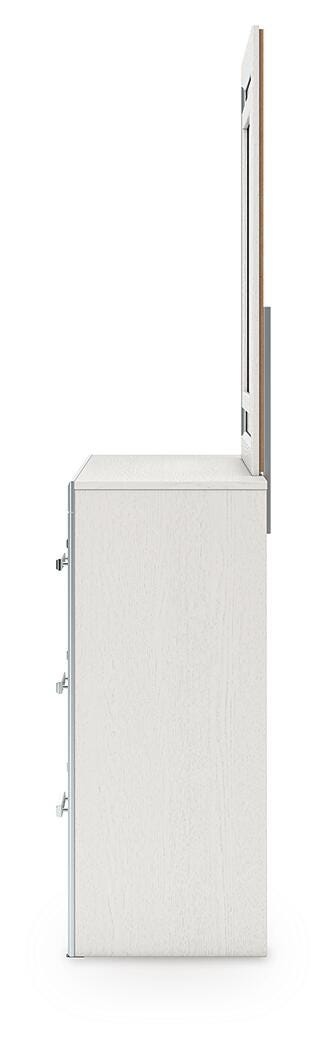 Zuraleus Queen Upholstered Panel Platform Storage Bed, Dresser and Mirror - PCB3381B5