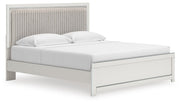 Zuraleus White King Upholstered Panel Platform Bed - PCB3381B8