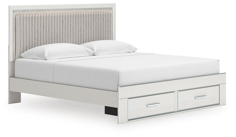 Zuraleus White King Upholstered Panel Platform Storage Bed - PCB3381B9