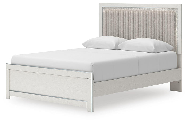 Zuraleus White Queen Upholstered Panel Platform Bed - PCB3381B2