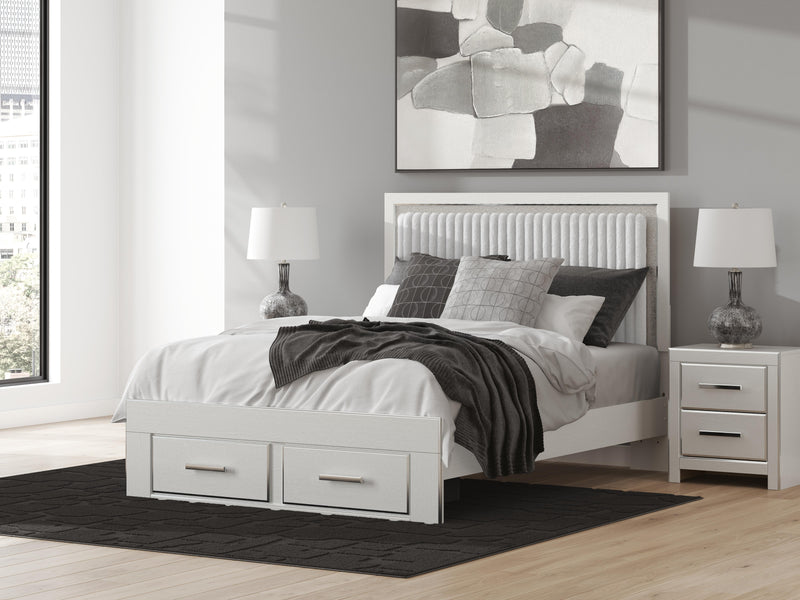 Zuraleus White Queen Upholstered Panel Platform Storage Bed - PCB3381B4