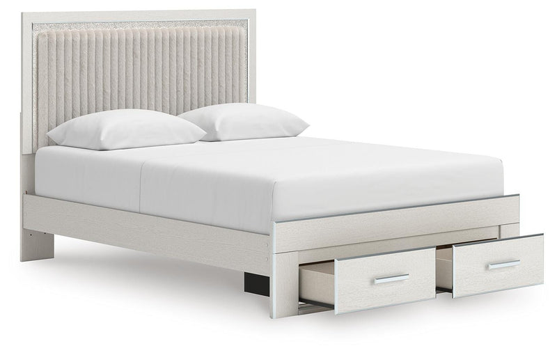 Zuraleus White Queen Upholstered Panel Platform Storage Bed - PCB3381B4