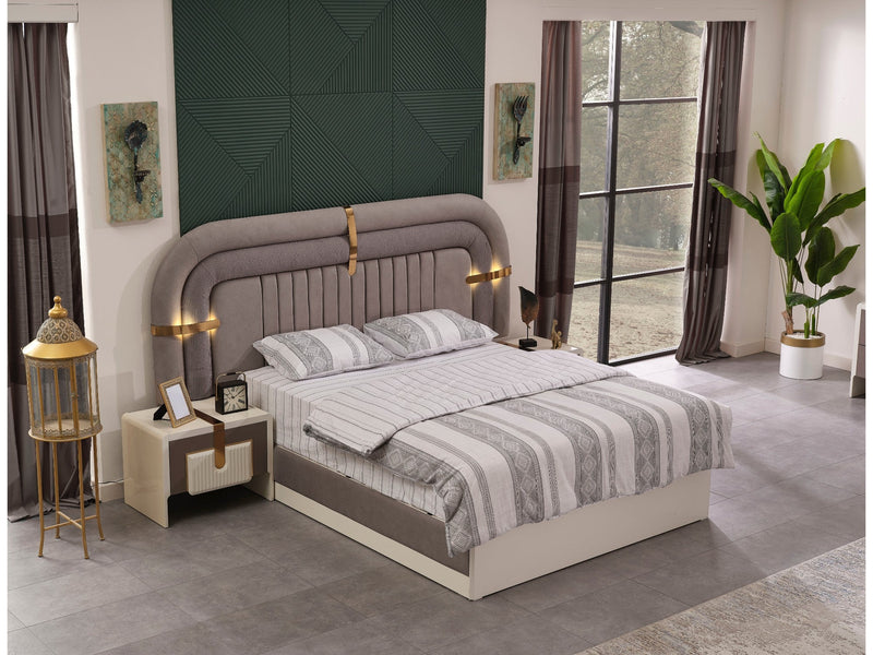 Zurich Bedroom (Bed With Headboard & Dresser With Mirror & Bench & Ottoman & 2 Nightstand) - Queen - 120-ZUR-QB-SET-2