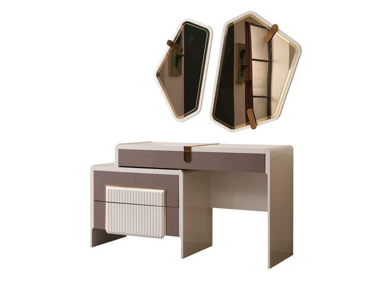 Zurich Bedroom (Bed With Headboard & Dresser With Mirror & Bench & Ottoman & 2 Nightstand & Wardrobe) - King - 120-ZUR-KB-SET-1
