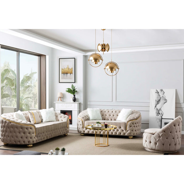 Bursa Cream Velvet Living Room Set