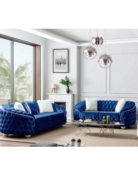 Bursa Navy Velvet Living Room Set