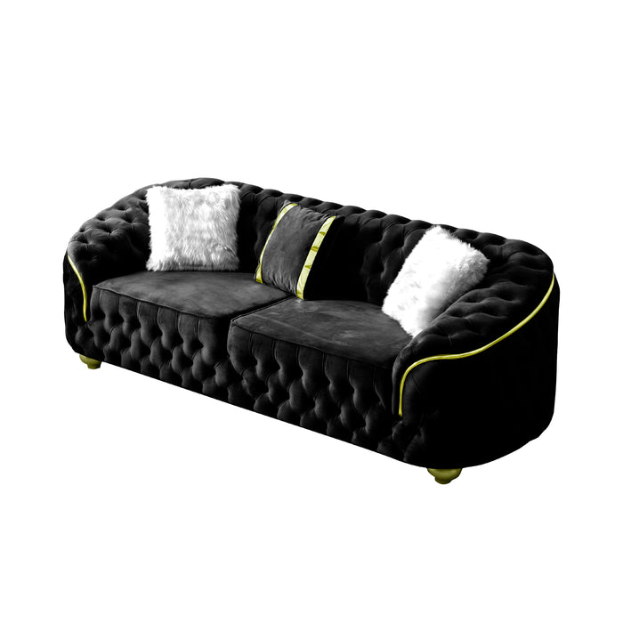 Bursa Black Velvet Living Room Set