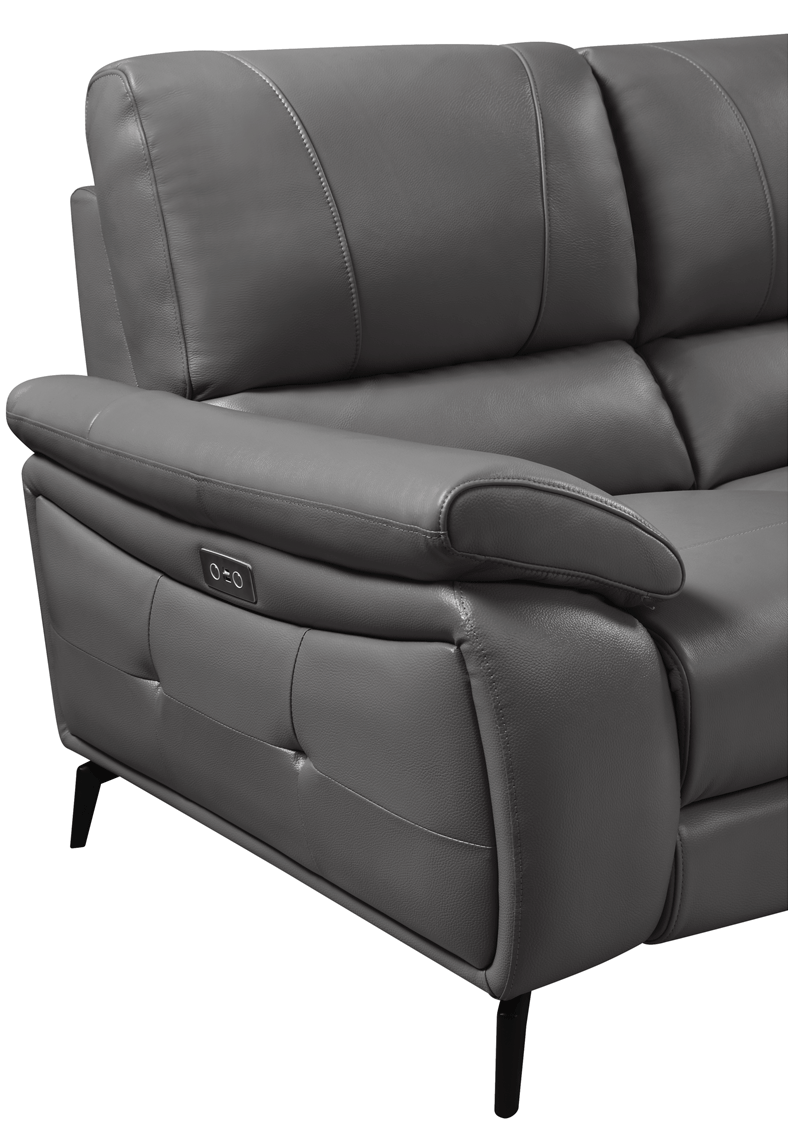 2934 Dark Grey W/ Electric Recliners Set - Gate Furniture