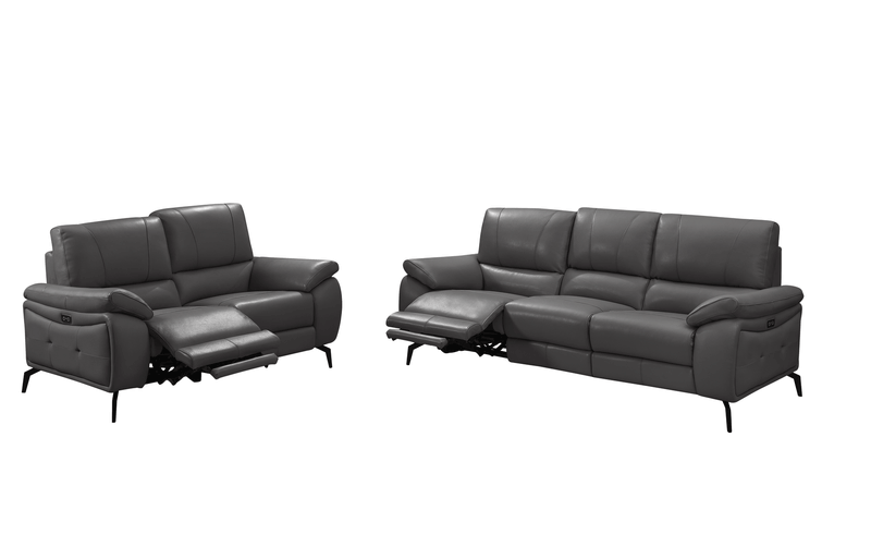 2934 Dark Grey W/ Electric Recliners Set - Gate Furniture