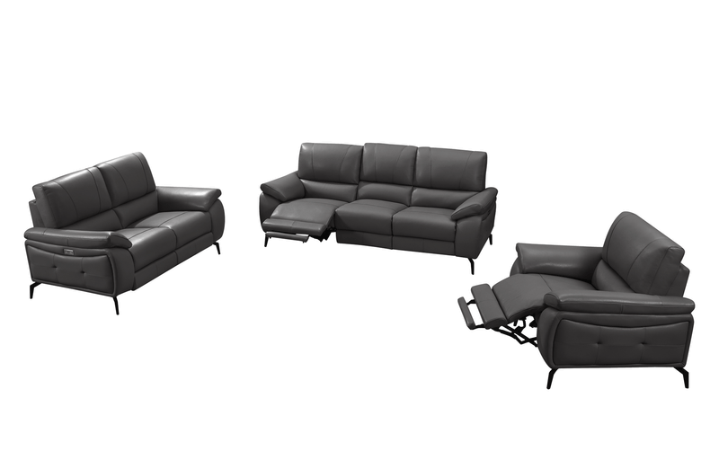 2934 Dark Grey W/ Electric Recliners Set - Gate Furniture