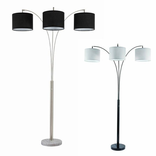3-Way White Shade Black 82" Floor Lamp - 6249F-BK - Gate Furniture