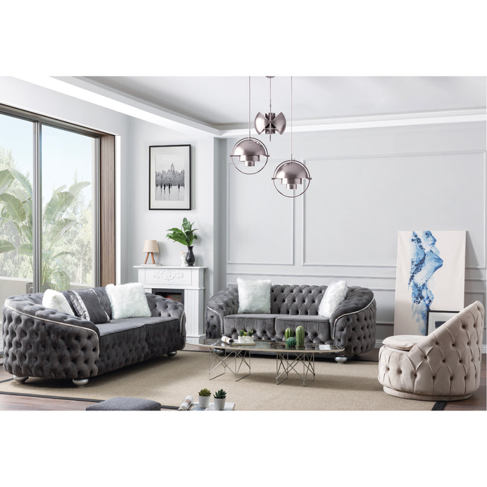 Bursa Gray Velvet Living Room Set