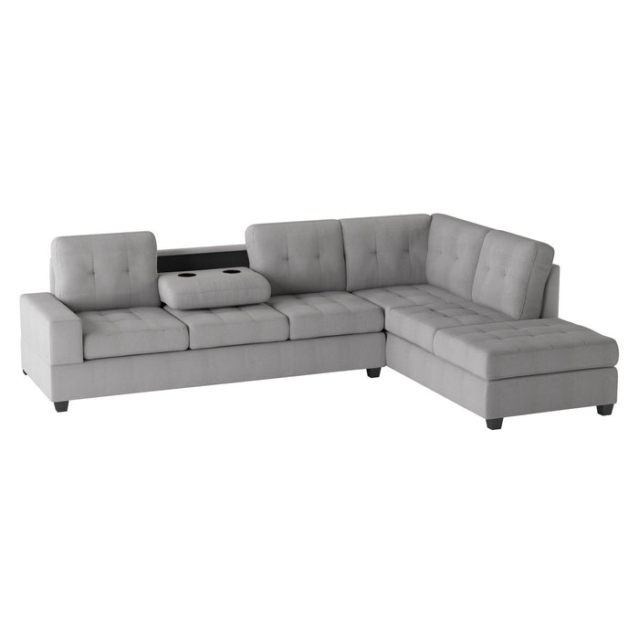 Heights Silver Gray  Reverisble Sectional with Storage Ottoman