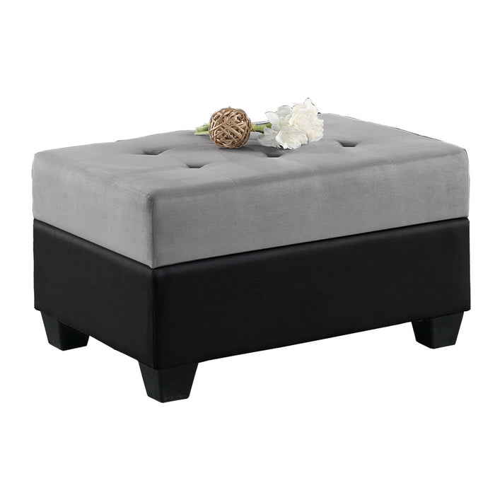 Heights Gray and Black Reverisble Sectional with Storage Ottoman