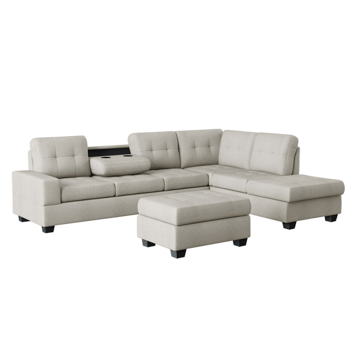 Heights Light Gray Reverisble Sectional with Storage Ottoman