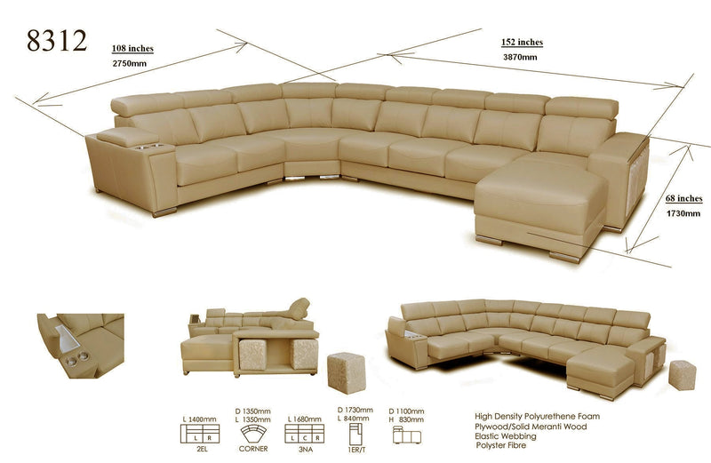 8312 Sectional With Sliding Seats - Gate FurnitureSectional