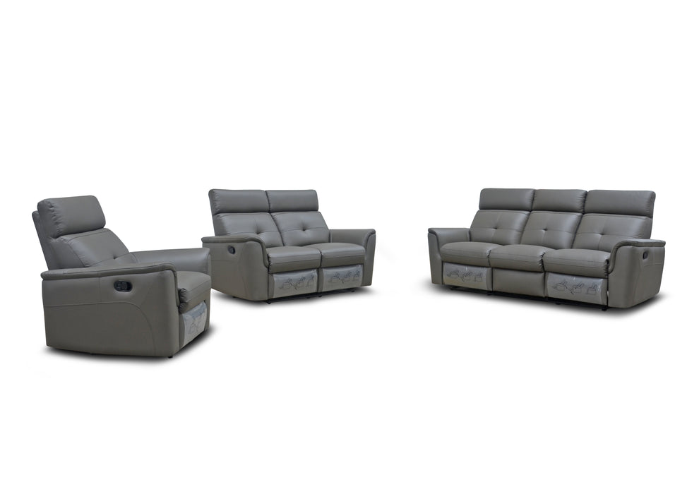 8501 Dark Grey W/Manual Recliner Set - Gate Furniture