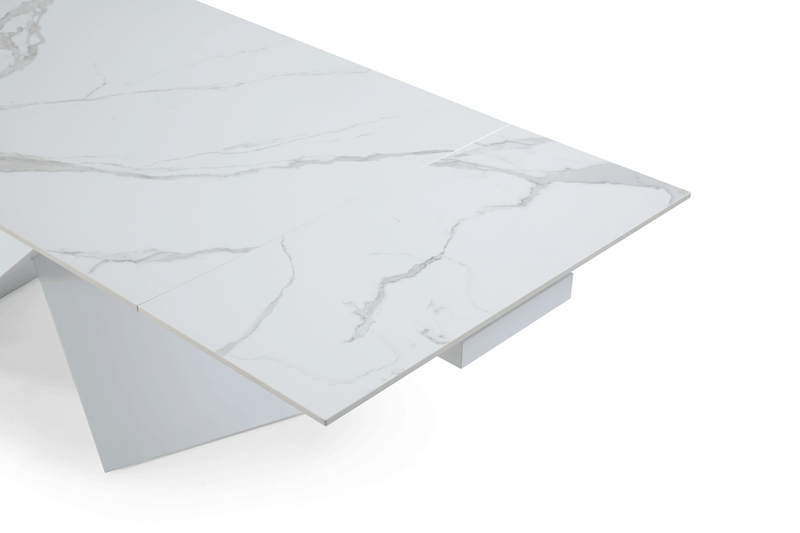 9113 Dining Table With 1218 Swivel White Chairs Set - Gate FurnitureDining Room Set