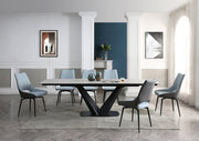 9189 Table With 1239 Swivel Blue Chairs Set - Gate FurnitureDining Room Set