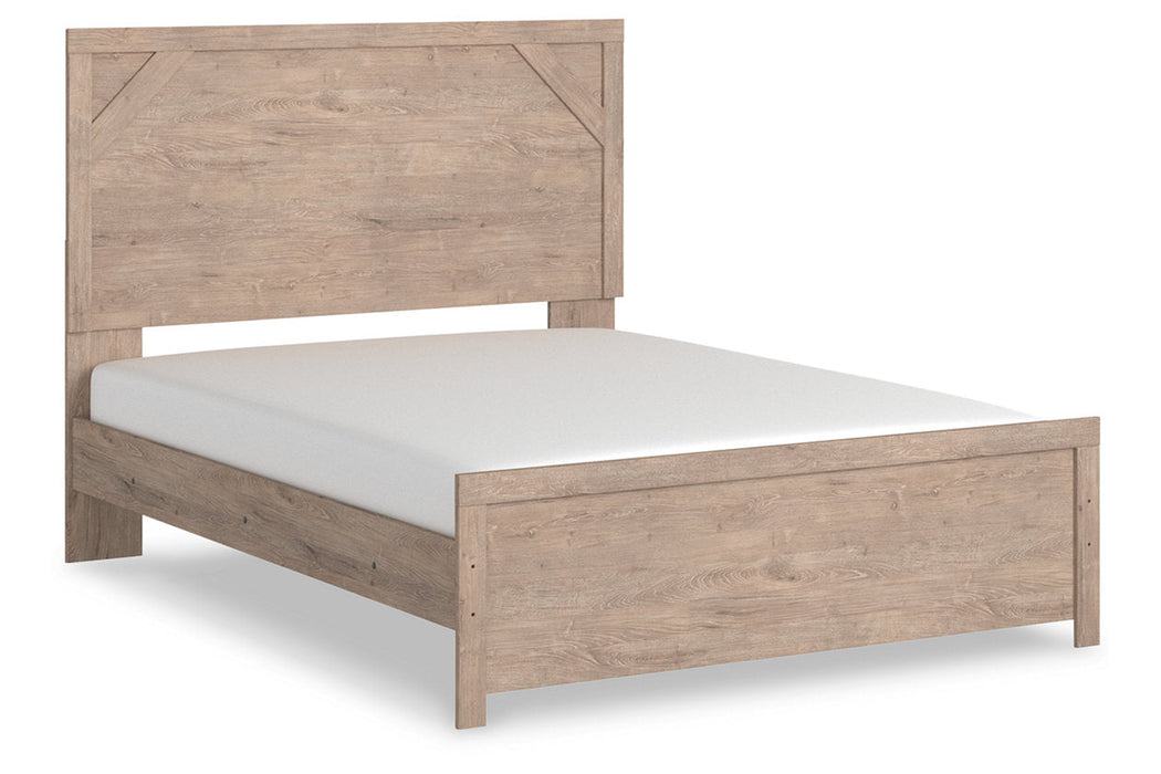 Senniberg Light Brown/White Queen Panel Bed -  - Luna Furniture