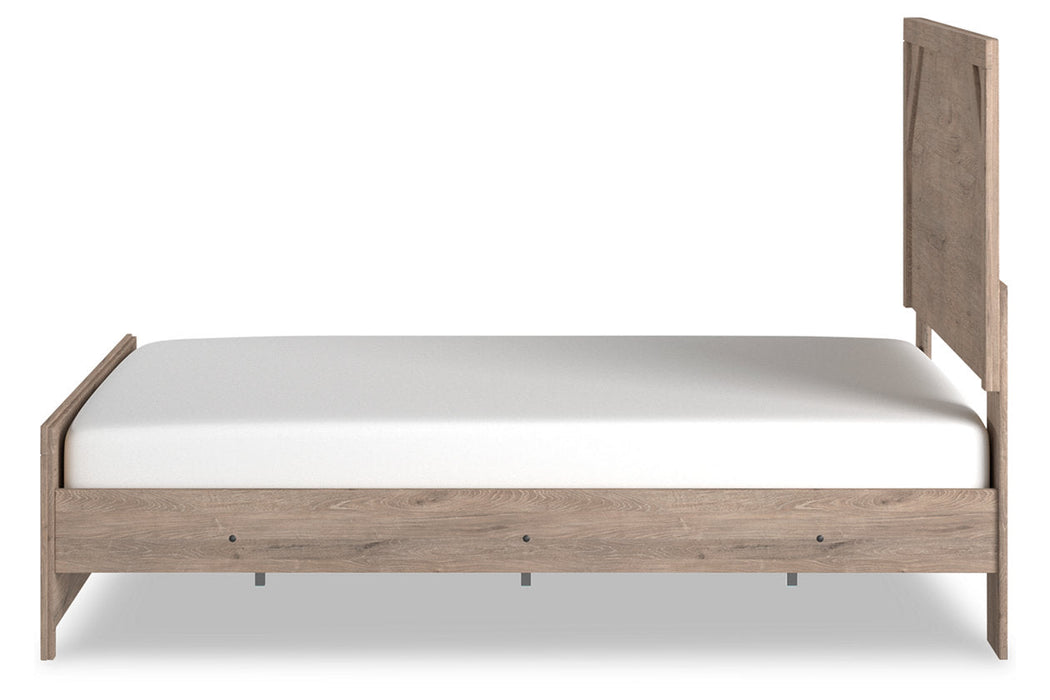 Senniberg Light Brown/White Queen Panel Bed -  - Luna Furniture