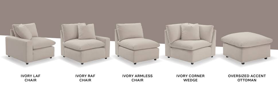 Savesto Ivory 3-Piece Modular Sofa