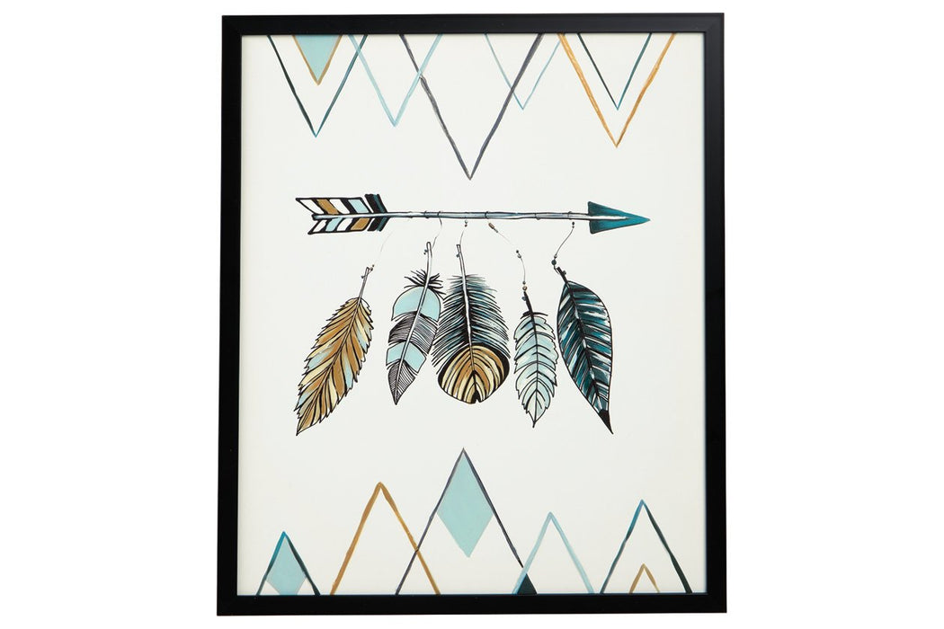 Adaley Teal/White/Gray Wall Art - A8000315 - Gate Furniture