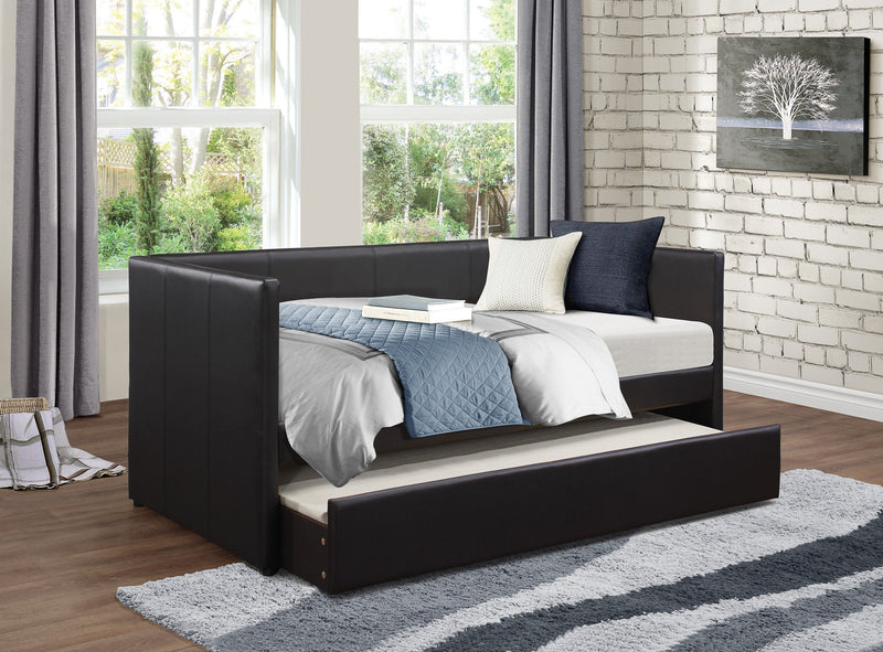 Adra Black Twin Daybed with Trundle - Gate FurnitureDaybed