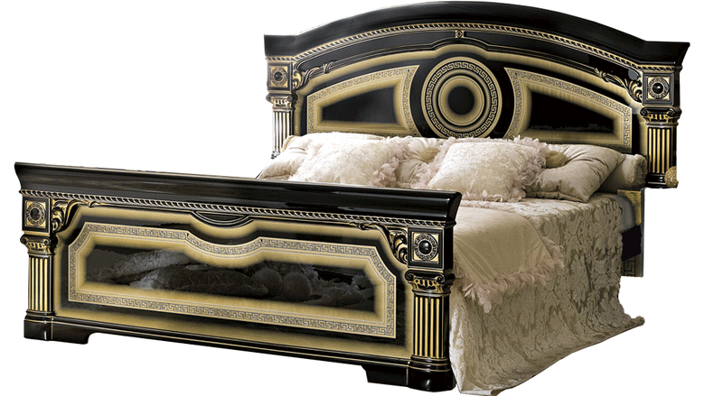 Aida Bed Black W/Gold Queen - Gate Furniture