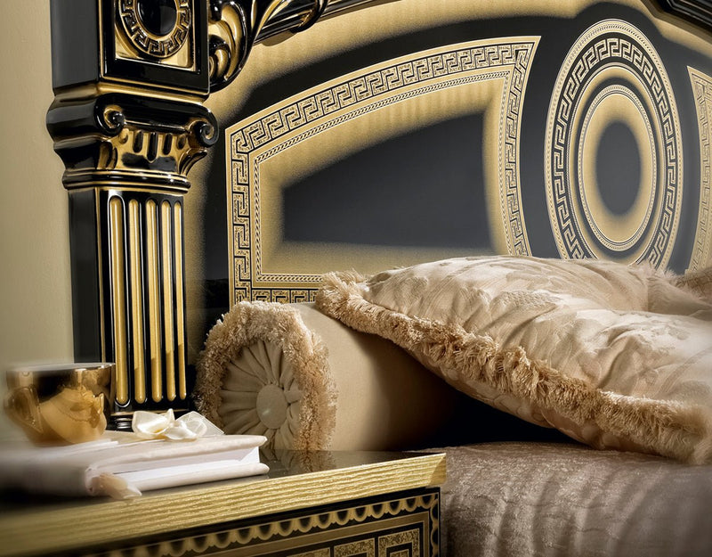 Aida Bed Black W/Gold Queen - Gate FurnitureQueen Bed