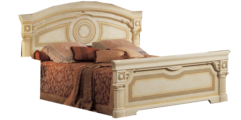 Aida Bed Ivory W/Gold Queen - Gate Furniture