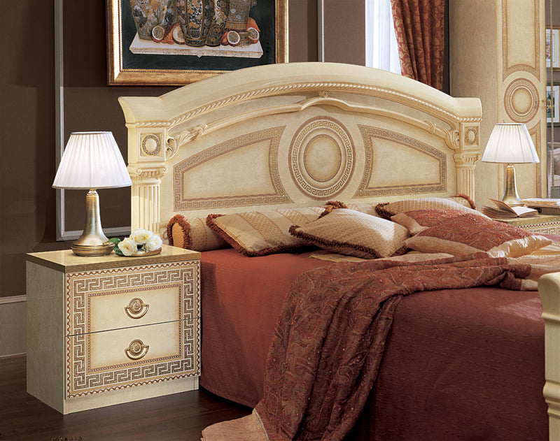 Aida Bed Ivory W/Gold Queen - Gate Furniture
