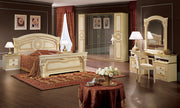 Aida Bed Ivory W/Gold Queen - Gate Furniture