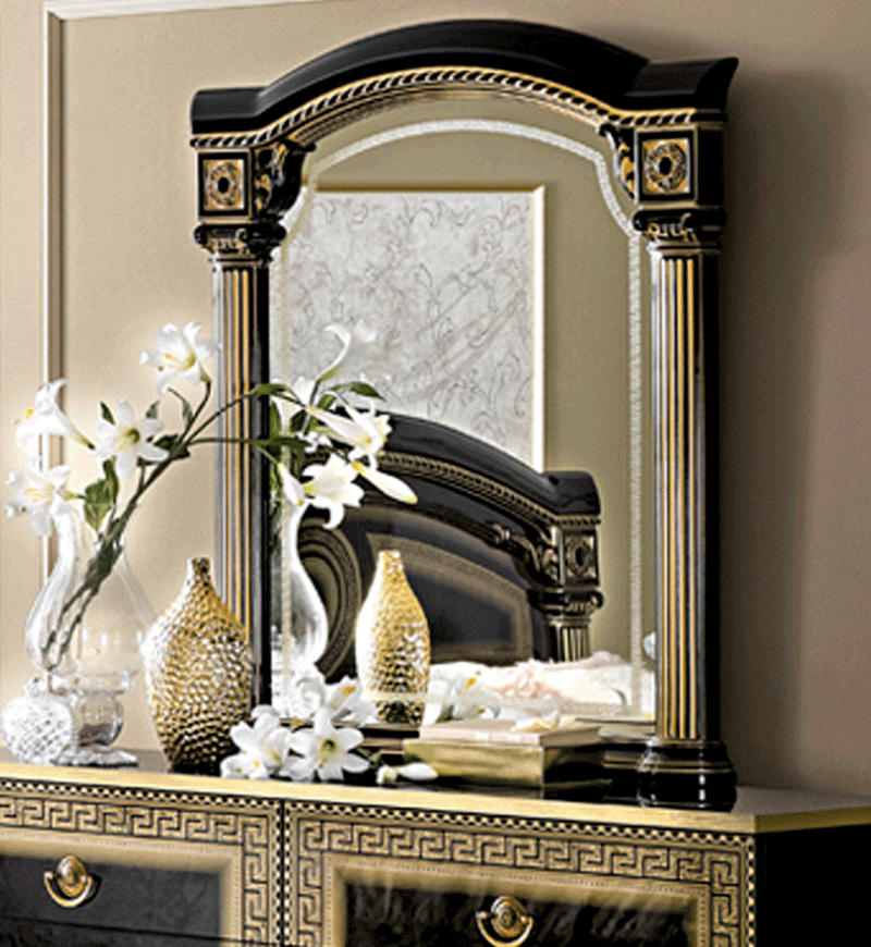 Aida Black/Gold Mirror - i37957 - Gate Furniture