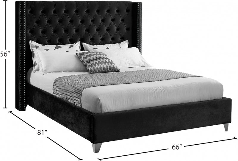Aiden Velvet Full Bed Black - AidenBlack-F