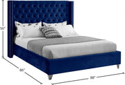 Aiden Velvet King Bed Blue - Gate FurnitureKing Bed