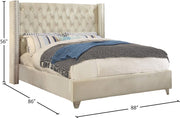 Aiden Velvet King Bed Cream - Gate FurnitureKing Bed