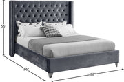 Aiden Velvet King Bed Grey - Gate FurnitureKing Bed