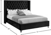 Aiden Velvet Queen Bed Black - Gate FurnitureQueen Bed