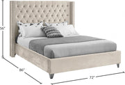 Aiden Velvet Queen Bed Cream - Gate FurnitureQueen Bed