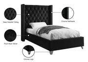 Aiden Velvet Twin Bed Black - Gate FurnitureTwin Bed