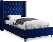 Aiden Velvet Twin Bed Blue - Gate FurnitureTwin Bed