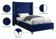 Aiden Velvet Twin Bed Blue - Gate FurnitureTwin Bed