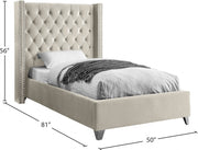 Aiden Velvet Twin Bed Cream - Gate FurnitureTwin Bed
