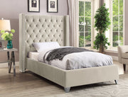 Aiden Velvet Twin Bed Cream - Gate FurnitureTwin Bed