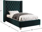 Aiden Velvet Twin Bed Green - Gate FurnitureTwin Bed